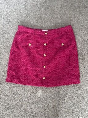 Nine West Fuchsia Tweed Mini Skirt with Gold Buttons
